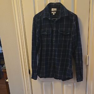 Sonoma Navy Blue Plaid Casual Button Down Shirt